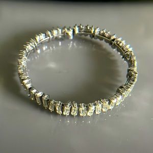 Vintage Gypsy Set Rhinestone Baguette Bypass Bracelet